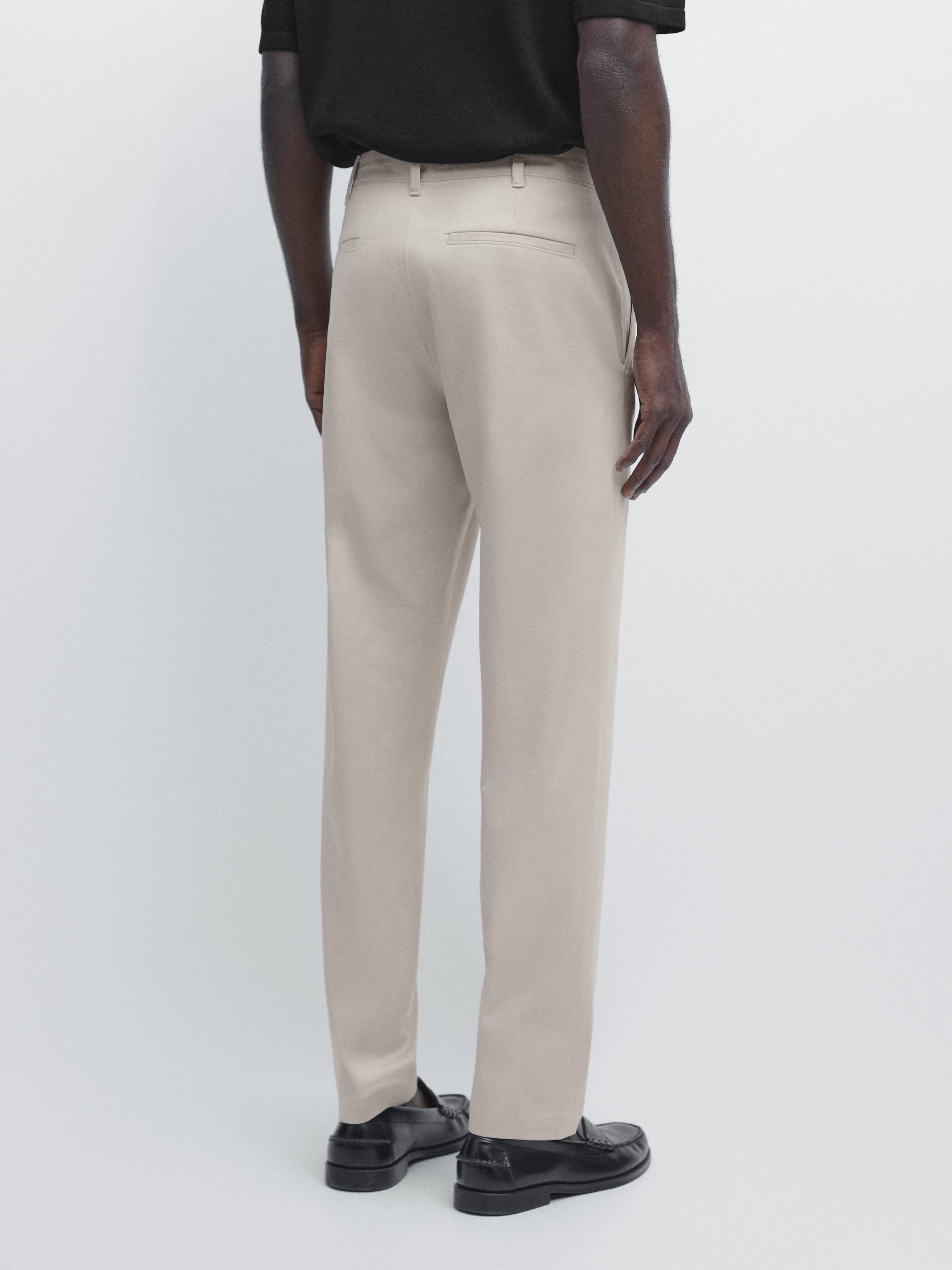 Cotton blend slim fit pants